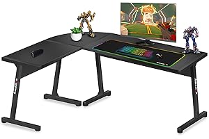 ‎HUZARO huzaro Hero 6.0 L-Form Eckschreibtisch Gaming Schreib Computer Arbeits Tisch Bürotisch | Homeoffice Arbeitszimmer Büro | Rechts Links Montage Carbon Tischplatte | 147 x 112 | Schwarz