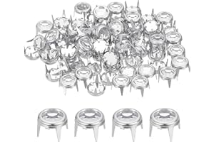 QUARKZMAN 60pz Borchie Strass, 6mm Piedini per Borse Rivetti Decorativi Rotondi Perline Cristallo Punk per Fai Da Te Pelle Tessuto Vestiti Cinture Zaini Accessori Artigianato, Argento/Bianco