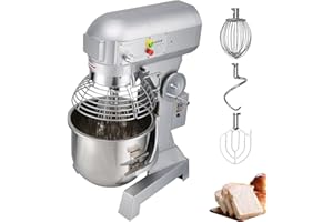 Happybuy Mélangeur Alimentaire à 3 Vitesses réglables, Batteur Pétrin Professionnel 10L,Mixeur de Pâtisserie en Acier inoxydable pour les boulangeries/restaurants/Pâtisseries
