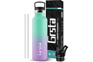 Grsta Botella agua acero inoxidable - 500ml/750ml/1L Botella agua - Botella reutilizable, Botella de agua sin BPA - Botella termo para Deportes, Escuela, fitness, Bicicleta, Al aire libre