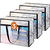 Lifewit PP Clothes Storage Bags, Transparent Foldable Closet Organizer with Reinforced Handles, Moving Boxes for Blankets, Co