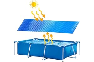 Buding Solarplane Pool Rechteckig Solarabdeckplane Für Rectangular Frame Pool/Aufblasbar Family Pool, Umweltfreundliches Und Sparsames Aufheizen des Wassers Durch Sonnenenergie, 260 x 150 cm