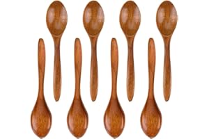 MHDUYEG Cucchiai Legno Confezione 8 Zuppa Piccoli Cucchiai Legno Piccoli Cucchiai Legno Fatti a Mano Cucchiaino tè per Miele Tavola Cucchiaio Portata in Legno Accessori Cucina per Casa, Cucina, Festa