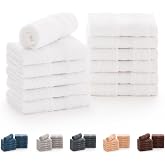 Todocama - Set of 12 Hand Towels (30 x 30 cm) 100% Soft and Absorbent Cotton, 550 gsm Premium, (White)
