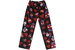 GENERICO 𝐇𝐞𝐥𝐥𝐨 𝐊𝐢𝐭𝐭𝐲 Pantaloni Pigiama Donna Lungo Flanella Kitty Stampa di Cartoni Animati Anime Kawaii Pigiami Morbido Comodo Caldo Pile Casual Casa Pigiamino Pantalone da Notte Autunno Inverno