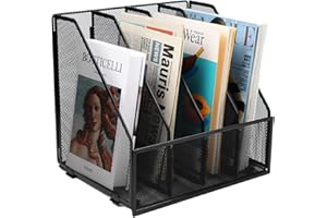 JEBELE 4 Compartimentos Organizador Papel A4, Bandeja Archivador para Oficina y Hogar Ahorra Espacio, Estante Archivo para Ordenar Documentos, Negro