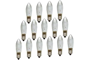 ERZGEBIRGSLICHT GLÜCK AUF Erzgebirgslicht - AUSWAHL - 15x Topkerze Spitzkerze 24V 3W E10 für 10 Brennstellen Ersatzbirne Glühbirne Riffelkerze Glühlämpchen für Lichterketten und Schwibbogen (keine LED!)