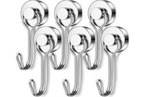 Grtard 6 Pack Magnetic Hooks 25Lbs Neodymium Magnet with Hooks, Magnets with Hooks, Strong Swivel Magnetic Hooks for Hanging