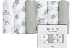 ‎GLLQUEN BABY GLLQUEN BABY Musselintücher für Babys, 6 Stück Spucktücher aus Baumwolle 70 cm x 70 cm, Oeko-tex100 saugfähig und atmungsaktiv und ideal zum Reinigen, Abwischen und Abdecken von Neugeborenen (Stern)
