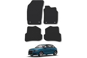 CAR MAT CO Audi A1 (2010-2019) Rubber Car Mats Accessories Tailored Fit Compatible Accessory Waterproof Protection Non-Slip Floor Mats Full Coverage Durable Front Rear Set Coverage with Clips