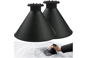 EHOTER 2 PCS Ice Scraper Magical Ice Scrapers For Car Windshield Windscreen Ice Cone Refuelling Funnel Snow Shovel Wiper Brush Round Scraper Ice Removal Frost Shovel For Truck Vans SUV (Black)