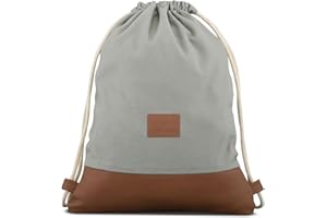 Johnny Urban Sac à Dos Cordon Coton Sac de Gym avec Poche pour Homme et Femme - Sac à Cordonnet Premium à partir de Toile de Coton et Cuir Végétalien