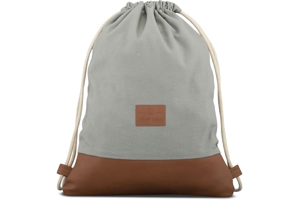 Johnny Urban Sac à Dos Cordon Coton - Luke - Sac de Gym avec Poche pour Homme et Femme - Sac à Cordonnet Premium à partir de Toile de Coton et Cuir Végétalien