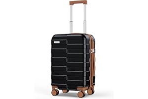 Vipbox Valigie Rigide Piccolo 55cm (3 ANNI DI SERVIZIO VIP) Policarbonato Ultra Leggera Trolley da Viaggio Durevole Valigia con Chiusura TSA e 4 Ruote, Nero Premium
