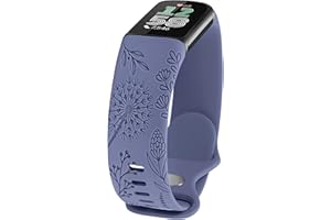 ‎TOYOUTHS TOYOUTHS Löwenzahn Floral Gravierte Armband Kompatibel mit Fitbit Charge 6/Charge 5 Armband Damen, Frauen Blume Fancy Cute Weich Silikon Sport Solo Loop Armbänder für Charge 6