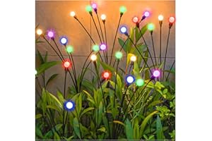 Glovios 4 Pezzi Luci Solari Esterno,10 LED Luci Solari Giardino Esterno,Lampade Solari Lucciole,Luce Solare Led Esterno per il Patio Giardino, Balcone - IP65 Impermeabile (RGB)