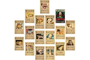 CBOSNF 17PCS One Piece Poster,One Piece Wanted Posters,Anime Poster,Affiche Papier Kraft, Décoration Murale Anime,pour Les Murs, Décoration De La Maison (28,5 cm × 40cm)