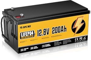 Rvpozwer 12V 200Ah Mini LiFePO4 Litiumbatteri, Djupa Cykelbatterier med Lågtemperaturskydd 200A BMS, 2560Wh Lifepo4 för Husbi