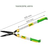 GRÜNTEK Teleskop-Heckenschere Q-32, 680-825 mm, Professionelle gehärtete Klinge 240 x 65 mm, 4-Fach verstellbare Alu-Griffe
