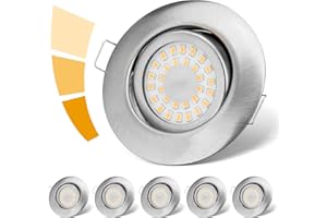 ‎CLOKSH LED Einbaustrahler 230V Flach Dimmbar, Spots 3 stufe, 6W IP44 Bad Einbauleuchten Deckenspots Deckenstrahler,Warmweiß 3000K Schwenkbar Einbauspots für Badezimmer Küche Wohnzimmer,6er Set