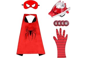 ZAZOOT Disfraces de Superhéroes para Infantiles,Disfraces de Superhéroe,Launcher Glove,Capas de Superhéroe con Máscaras, Web Shooters,Launcher Glove Juguetes