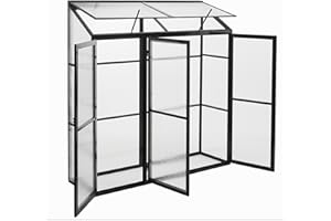 Gegaden Beistell Aluminium Gewächshaus Frühbeet mit Rückwand|180 * 55 * 190 cm||20 kg||Schwarz|Stabil Alu Tomatenhaus Bausatz Vielseitig nutzbar als Pflanzenhaus und Wintergarten bausatz Outdoor anbau