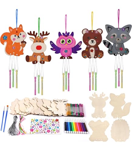 Kit 8 Campanelli Eolici In Legno Di Natale – Decorazioni Fai Da Te Con Pitture E Accessori, Regalo Creativo Per Adulti E Bambini, Ideale Per Albero E Casa
