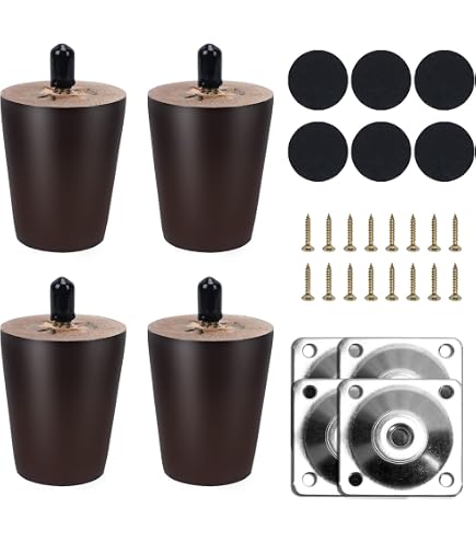RICHDMI 4 Pezzi Piedini per Mobili Legno 12 cm Gambe Oblique Legno per Armadietti e Tavolini RICHDMI 4 Pezzi Piedini per Mobili Legno 12 cm Gambe Oblique Legno per Armadietti e Tavolini
