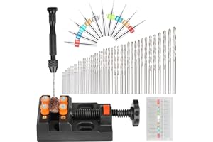Linkstyle 60 Stück Handbohrer Set, Mini Bohrmaschine Pin Vise mit 48 Handbohr Spiralbohrer 0.5-3mm, 10 PCB Bohrer und Schraubstock für Holz Modellbau