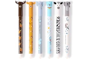 Yoosso Zestaw 18 długopisów do ścierania, 6 sztuk ścieralnych długopisów, 10 sztuk wymiennych wkładów 0,5 mm z 2 gumkami do ścierania