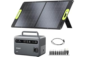 CTECHi 600W Tragbare Powerstation 100W Faltbares Solarpanel, 384Wh Solargenerator mit LiFePO4 Batterie, 230V AC/DC/USB Ausgang, Mobile Stromversorgung Generatoren für Outdoor Camping Notfall CPAP