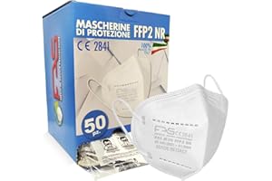 Fas Medical Device Protection - 50 Mascherine FFP2 Bianche, Mascherine con Filtro BFE > 95%, Anallergiche, Comode e Ultra resistenti, Certificate CE 100% Made in Italy, Confezionate Singolarmente