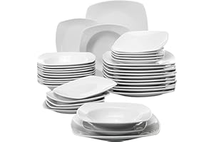 MALACASA, Série Julia, 36pcs Service de Table Complets Porcelaine,12 Assiettes Creuse 12 Assiettes à Dessert 12 Assiettes Plates Vaisselles pour 12 Personnes
