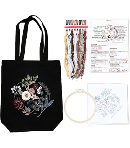 Kit Démarrage Broderie Noël Huacan 4 Pièces - Pour Adultes Débutants, Tissu 29x29cm, Cadre, Fils, Aiguilles