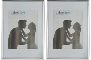 Relaxdays fotoram 2-pack, A4, passepartout 15x20 cm, glasskiva