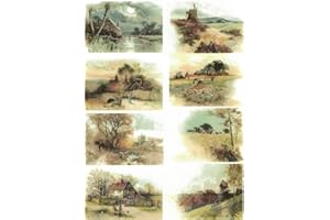 Zita`s Creative Reispapier A4 - Village. Motiv-Strohseide, Strohseidenpapier, Decoupage Papier