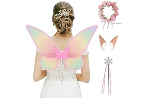 Omgpeike Fairy Wings, Fairy Wings for Adult Women Kids Girls 4Pc Butterfly Wings Set Fairy Costume for Halloween Birthday Chrismas Themed Party, 60cm*48cm