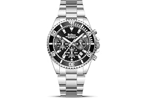 HANPOSH Reloj Hombre Cronógrafo de Acero Inoxidable Impermeable Fecha Analógica Reloj de Cuarzo de Negocios Casual Moda Relojes de Pulsera para Hombres