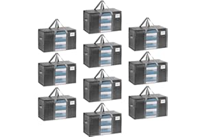 VENO 10 Pack Heavy Duty Moving Bags for Clothes,Extra Large Moving House Essentials,Underbed Storage Packing Boxes for Duvet,Waterproof Laundry Bags Organiser (Gray, 10 Pack)