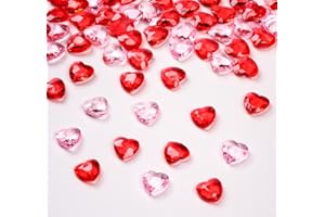 Mocraft 500 STK 12mm Herzen Diamantkristalle Rot/Rosa Glitzernde Streudeko Deko Konfetti Funkelnd Steine Diamanten zum Valentinstag Hochzeit Dekoration DIY