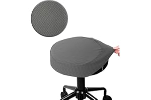 BUYUE Barhocker Hussen, Luxus Stoff Durchmesser 35-40cmRunde Knitter-resistente Dehnbare waschbar staubdicht Hocker Sitzbezug, M-grau-1 Stück