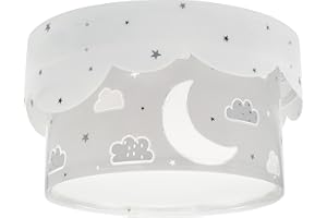 Dalber Lámpara plafón de techo infantil Moon Luna y Estrellas Gris, plafones infantiles