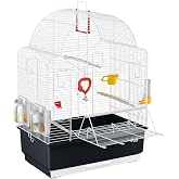 Ferplast Ibiza Open Bird Cage - For Budgie, Including Toys, Feed Containers and Seating Sticks - White, 49 x 30 x 69 cm