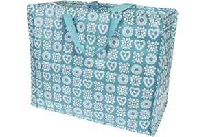 REX LONDON Borsa portaoggetti con cerniera di grandi dimensioni, forte e resistente, 55 x 48 x 28 cm, 70 l, disponibile in vari motivi (blu con simboli dell’amicizia)