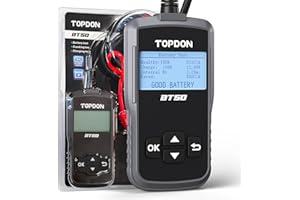 ‎TOPDON TOPDON Autobatterie Tester BT50, 12V Batterietester kfz 100-2000CCA Digitaler Autobatterieanalysator Ladekurbelsystemtester für Auto Motorrad SUV LKW Boot