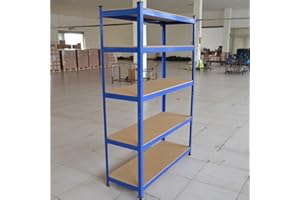 Panana Warehouse 5 Tier Racking Shelf Heavy Duty Steel Garage Shelving Unit Garden Shed Shelving (Blue, 150x70x30cm)