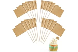 GoldOars 200Pcs Stuzzicadenti Bandiere di Kraft Carta Bandiera Cocktail Cupcake Stuzzicadenti Frutta Bastoncini per Cupcake Topper Festa Torta Forniture Alimentari