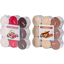 36 Kerzen Weihnachtsduft 2x18 Stück Duft-Teelichter Duftkerzen Advent Weihnachtlich Tischdeko Kerzenschein Schoko Kirsche Zimt Weihnachten 