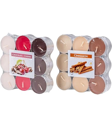 Bougies Chauffe-plat Parfumées Pomme-cannelle - Lot De 18 - Durée 4 Heures - Diamètre 3,9 Cm - Parfum D'ambiance