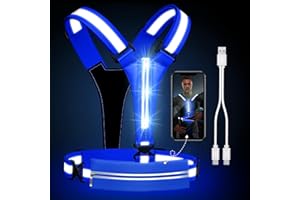 Ylzzrs Reflektierende LED-Weste, Laufausrüstung, über wiederaufladbar, leuchtende Laufweste, Brust, Handyhalter für Läufer, Nachtspaziergänge, 6–11 Stunden Licht, verstellbare Taille/Schulter für